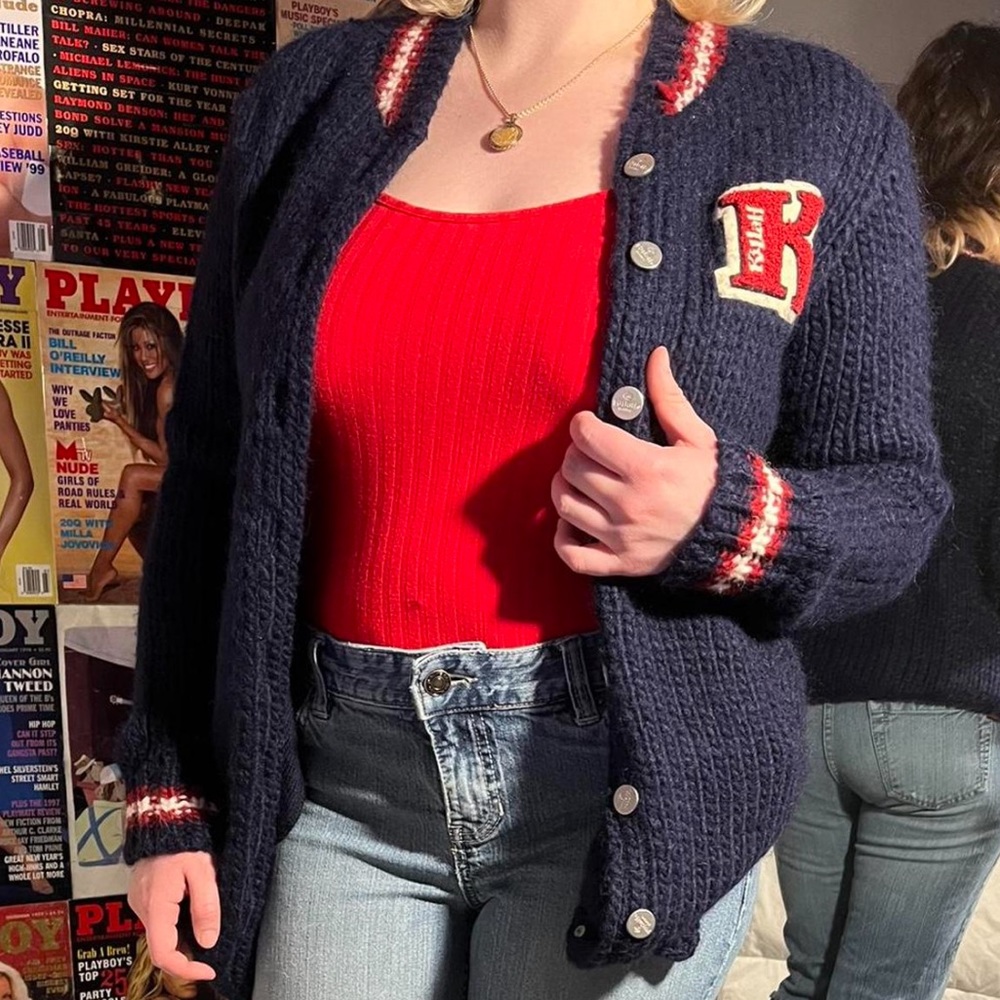 varsity letter cardigan